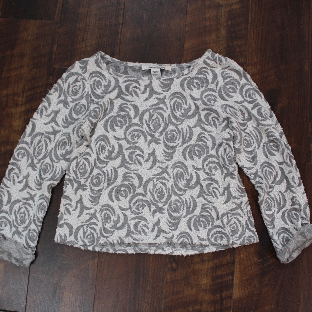 American Rag Semi-Sheer Long Sleeve Crop Top